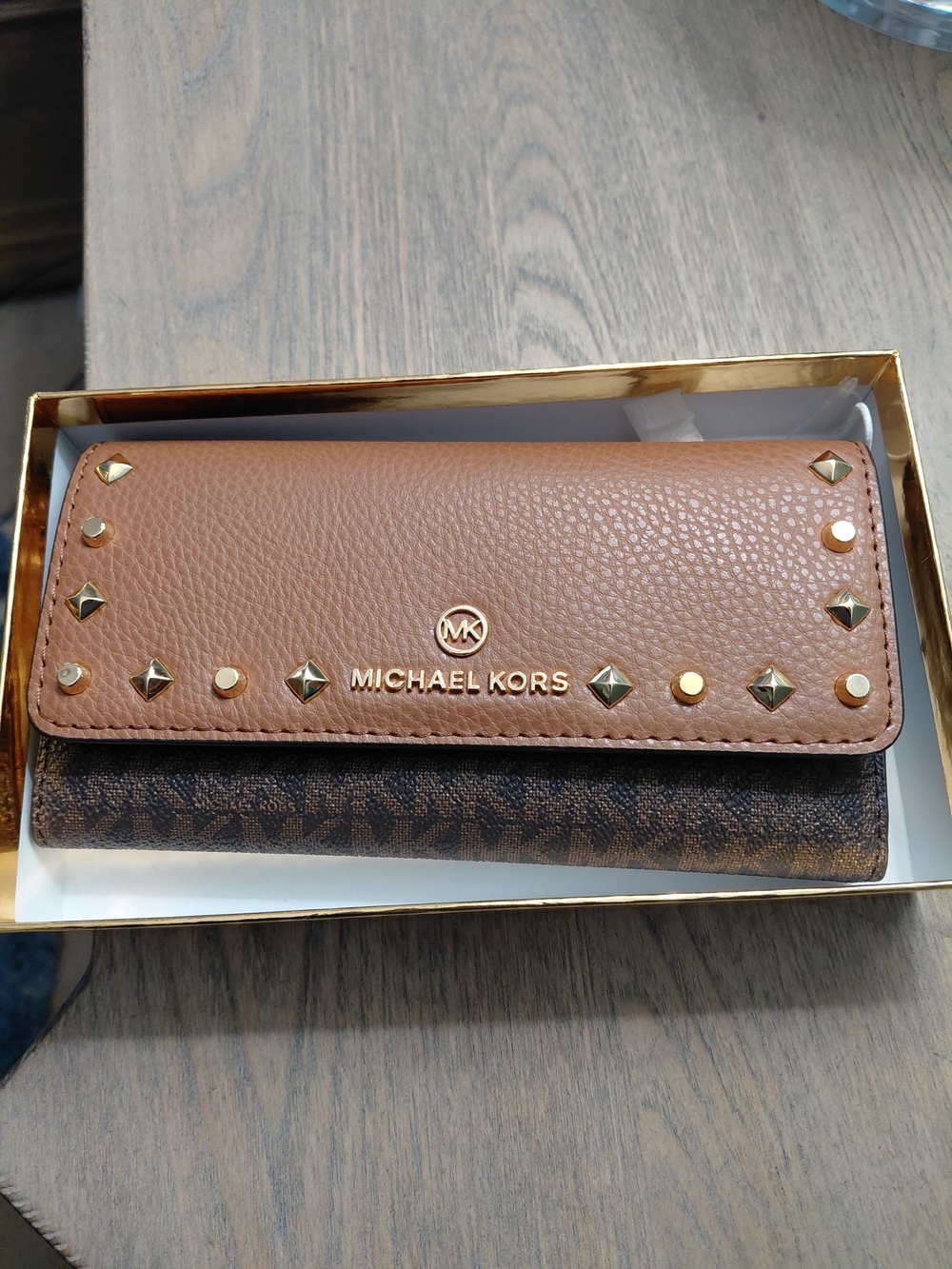 Michael Kors Brown Studded Continental Wallet